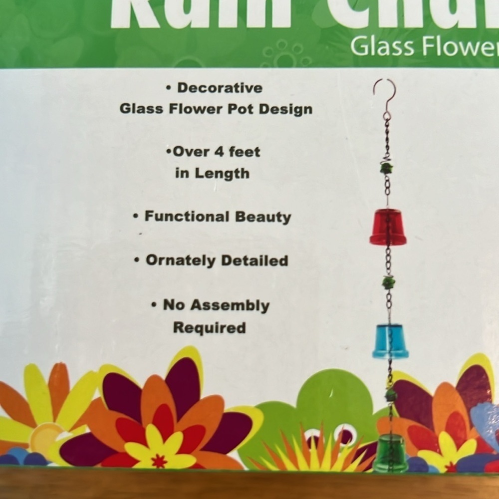 Russo colorful glass flowerpot down spout rain chain - Picture 2 of 5